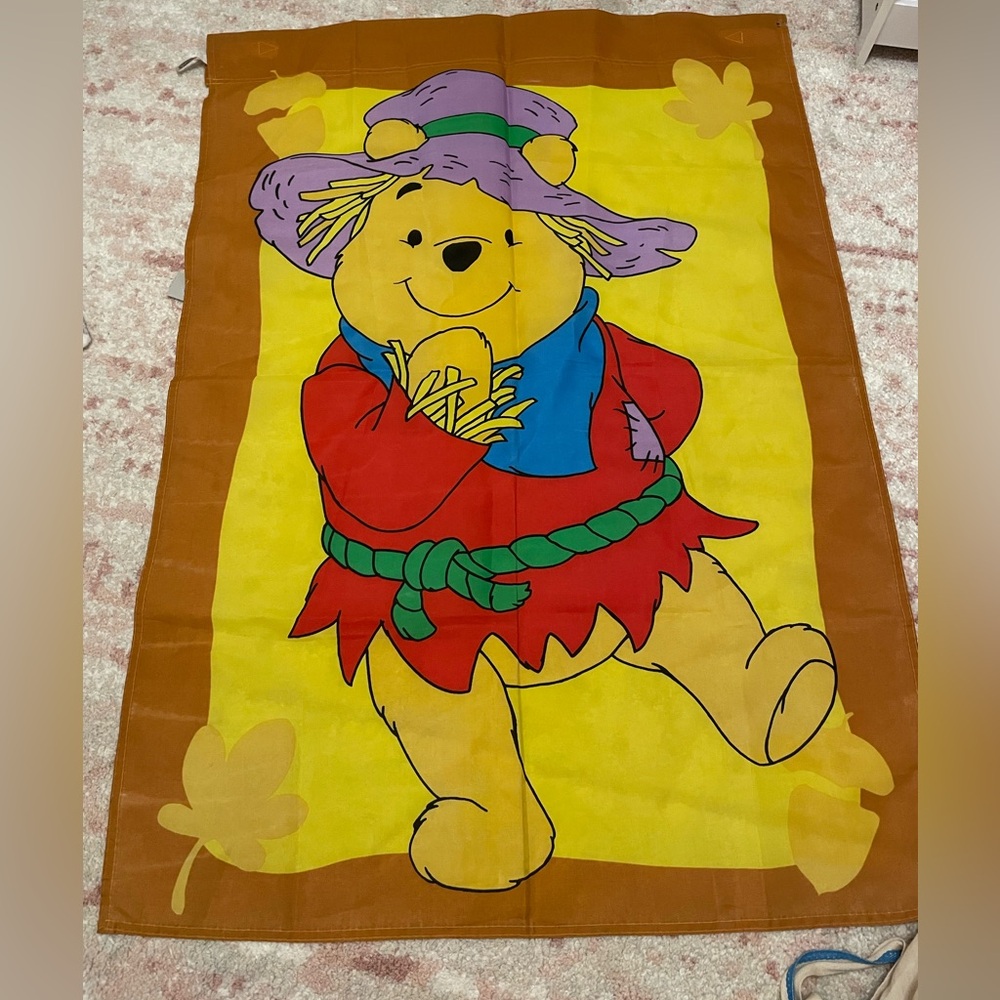 Vintage Winnie the Pooh Scarecrow Flag 1999